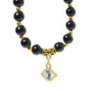 Strength & Clarity Evil Eye Charm Bracelet - Black Obsidian