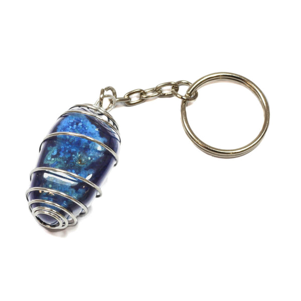 Blue Agate Spiral Cage Keyring