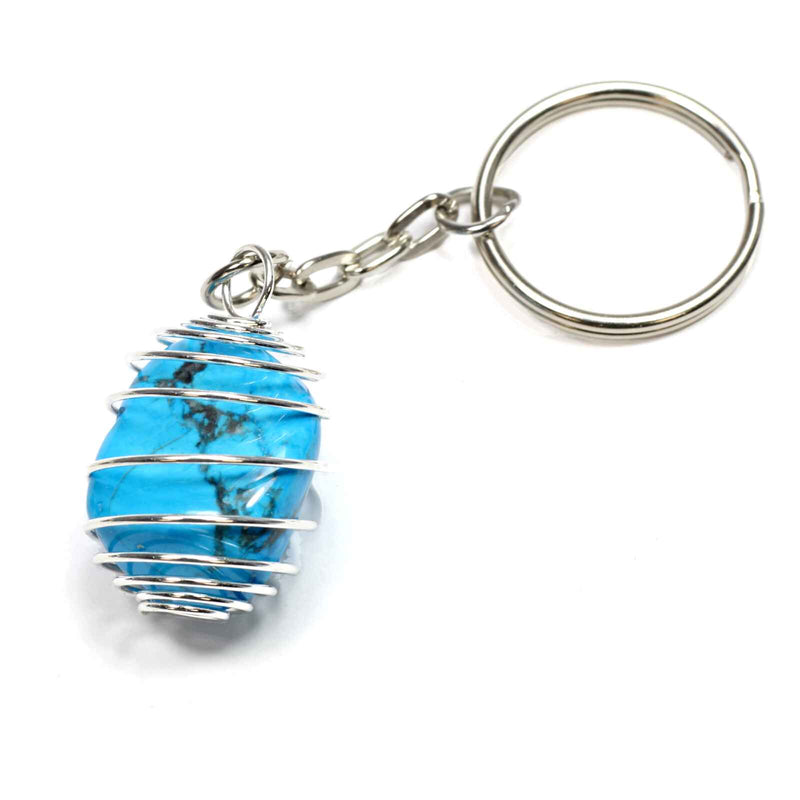 Blue Howlite Spiral Cage Keyring