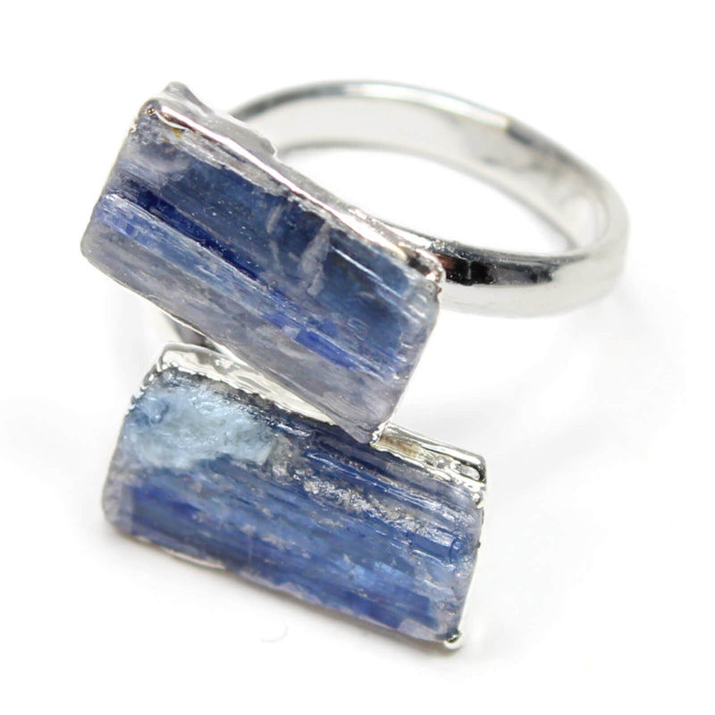 Blue Kyanite Crystal Adjustable Silver Ring