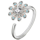 Anti Anxiety Blue Diamond Daisy Ring - Silver