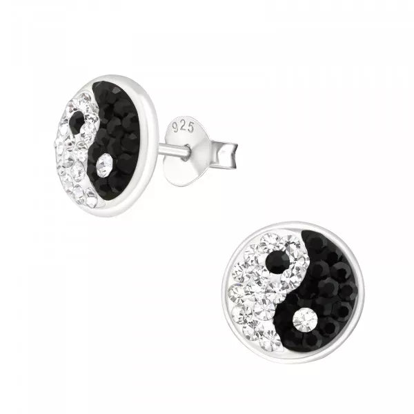 Yin & Yang Stud Earrings - Sterling Silver