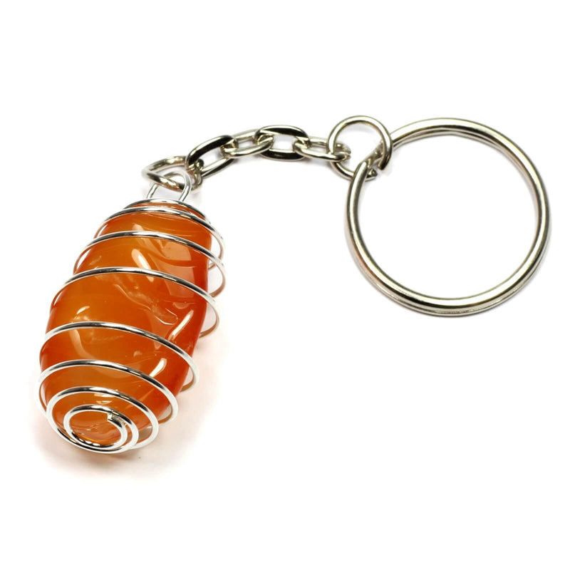 Carnelian Spiral Cage Keyring