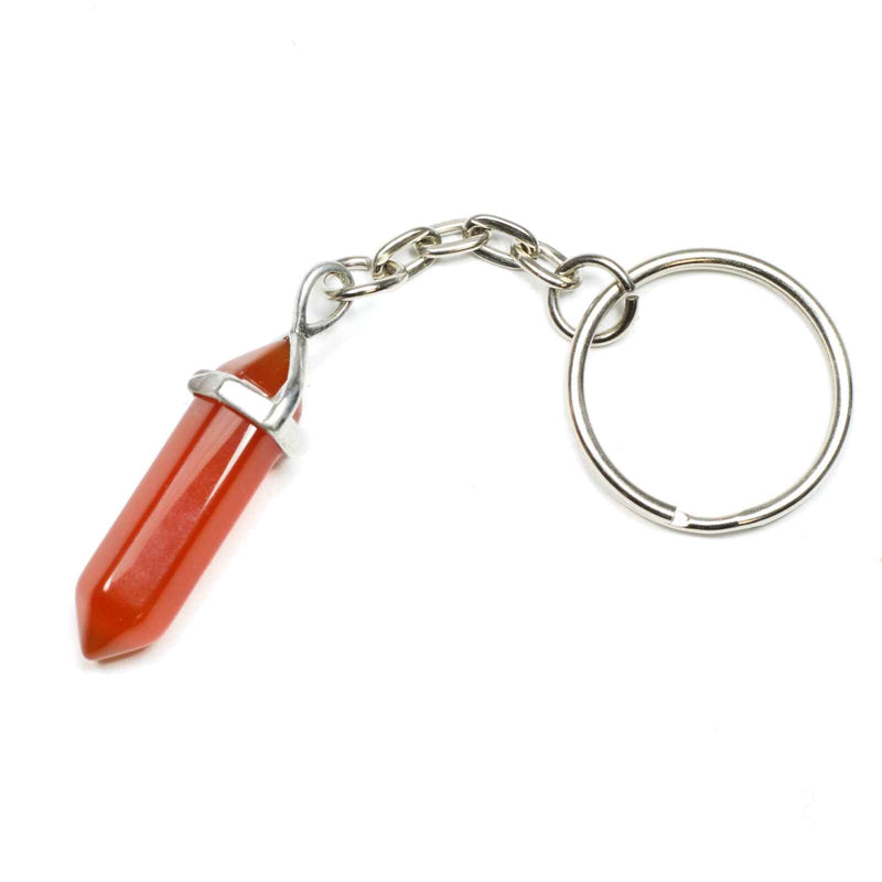 Carnelian Crystal Point Keyring