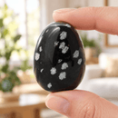 Snowflake Obsidian Crystal Egg for Balance, Protection & Inner Peace