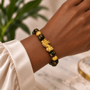Positive Prosperity - Gold Pixiu & Six True Words Obsidian Bracelet