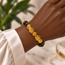 Attract & Protect Fortune - Gold Pixiu & Six True Words Obsidian Bracelet