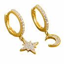 Star & Moon Earrings - Sterling Silver (Gold Plated)