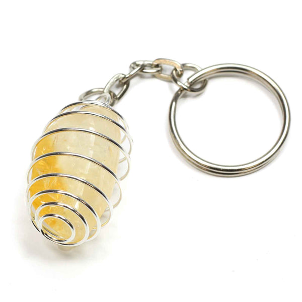 Citrine Spiral Cage Keyring