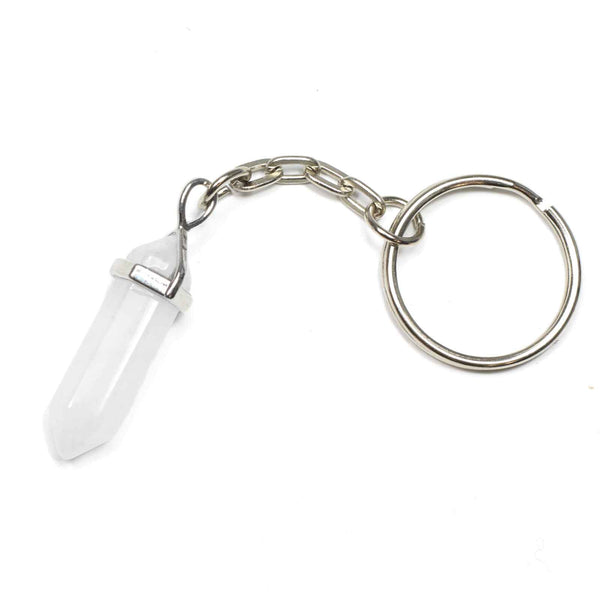 Clear Quartz Crystal Point Keyring