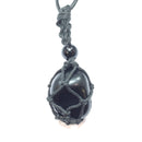 Black Obsidian Healing Crystal Holder Necklace for Protection & Grounding