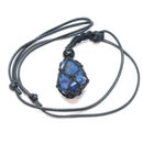 Blue Agate Healing Crystal Holder Necklace for Calm, Balance & Positive Energy
