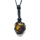 Gold Tiger’s Eye Healing Crystal Holder Necklace for Confidence & Protection