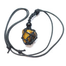 Gold Tiger’s Eye Healing Crystal Holder Necklace for Confidence & Protection