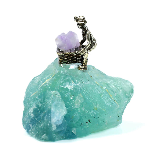 Fluorite Crystal With Miner Figure