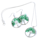 Green Aventurine Tree Of Life Jewellery Set (Necklace & Earrings)