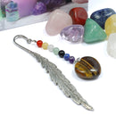 Protection & Strength Heart Pendant & Feather Bookmark – Gold Tigers Eye and Chakra Energy