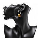 Gold Tiger's Eye Power Ring Hoop Earrings for Strength & Courage