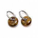 Gold Tiger's Eye Power Ring Hoop Earrings for Strength & Courage