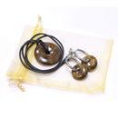 Gold Tiger's Eye Power Ring Earrings & Pendant Set for Strength & Courage