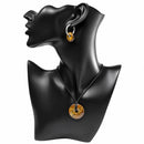 Gold Tiger's Eye Power Ring Earrings & Pendant Set for Strength & Courage