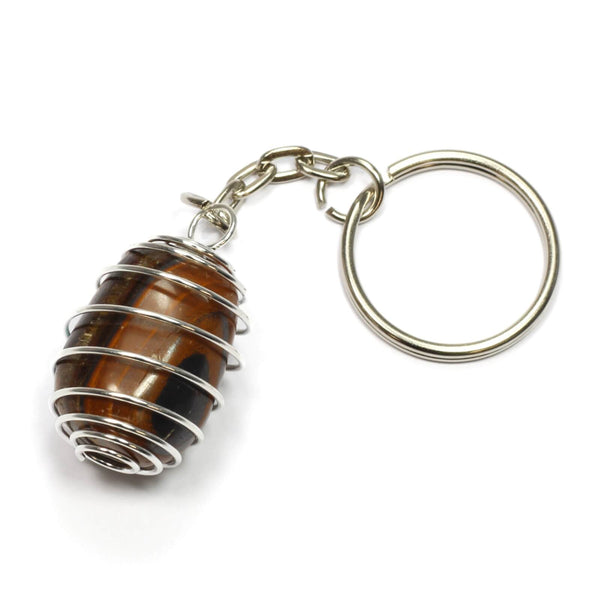 Gold Tigers Eye Spiral Cage Keyring