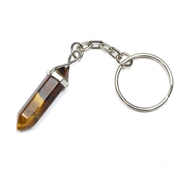 Gold Tigers Eye Crystal Point Keyring