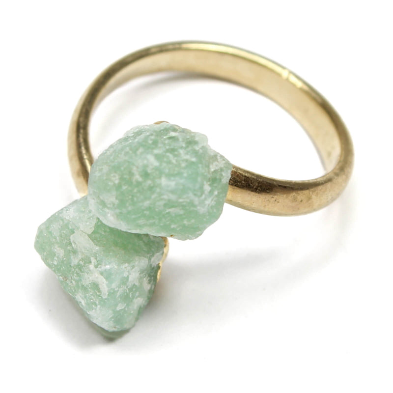 Green Aventurine Crystal Adjustable Gold Ring