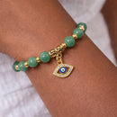 Attract Abundance Evil Eye Charm Bracelet - Green Aventurine