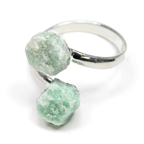 Green Aventurine Crystal Adjustable Silver Ring
