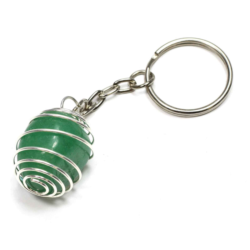 Green Aventurine Spiral Cage Keyring