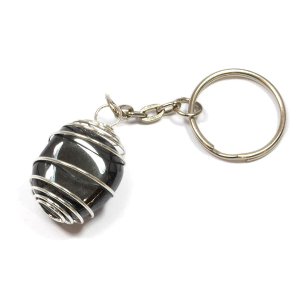 Hematite Spiral Cage Keyring