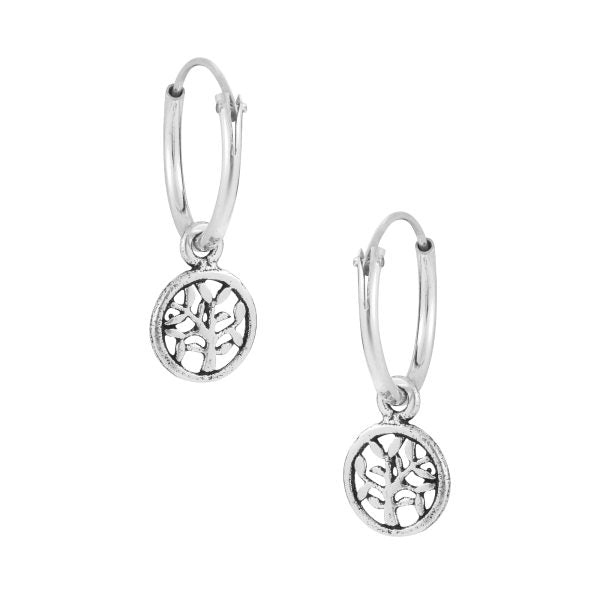 Tree Of Life Hoop Earrings - Sterling Silver