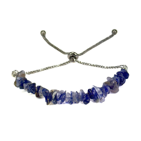 Iolite Stone Chip Adjustable Bracelet