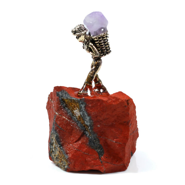 Red Jasper Crystal With Miner Figure
