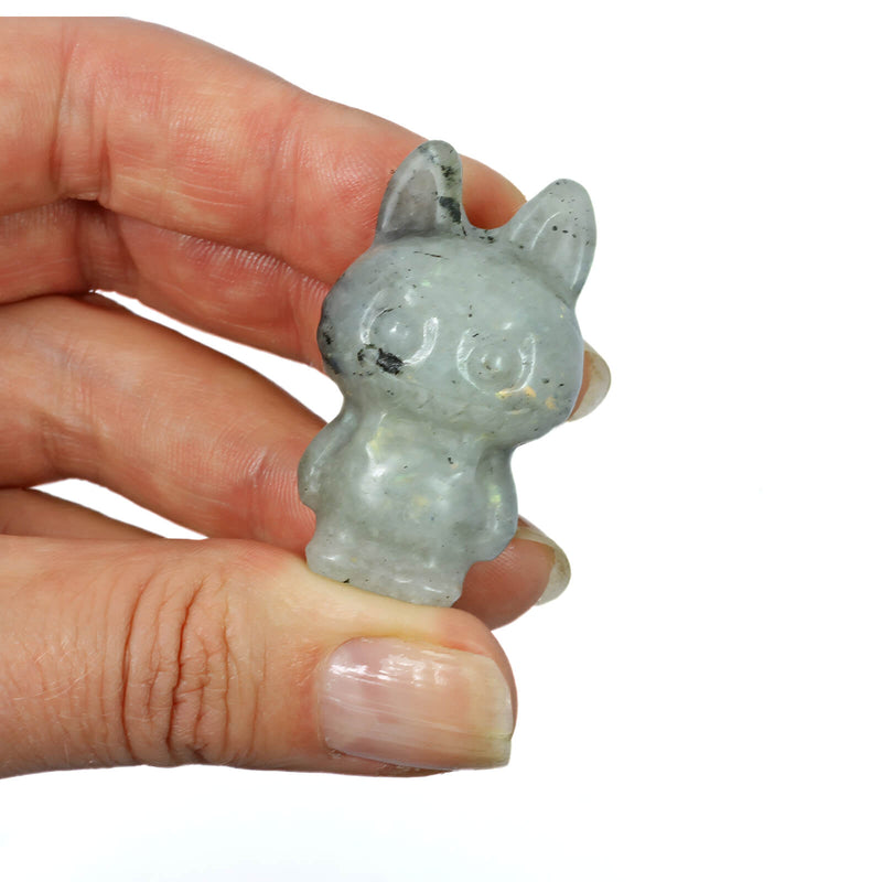 Labubu Labradorite Crystal Carving – Mystical Protector & Playful Spirit