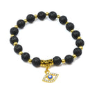 Courage & Stability Evil Eye Charm Bracelet - Lava Stone