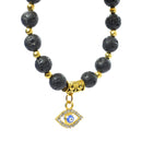 Courage & Stability Evil Eye Charm Bracelet - Lava Stone