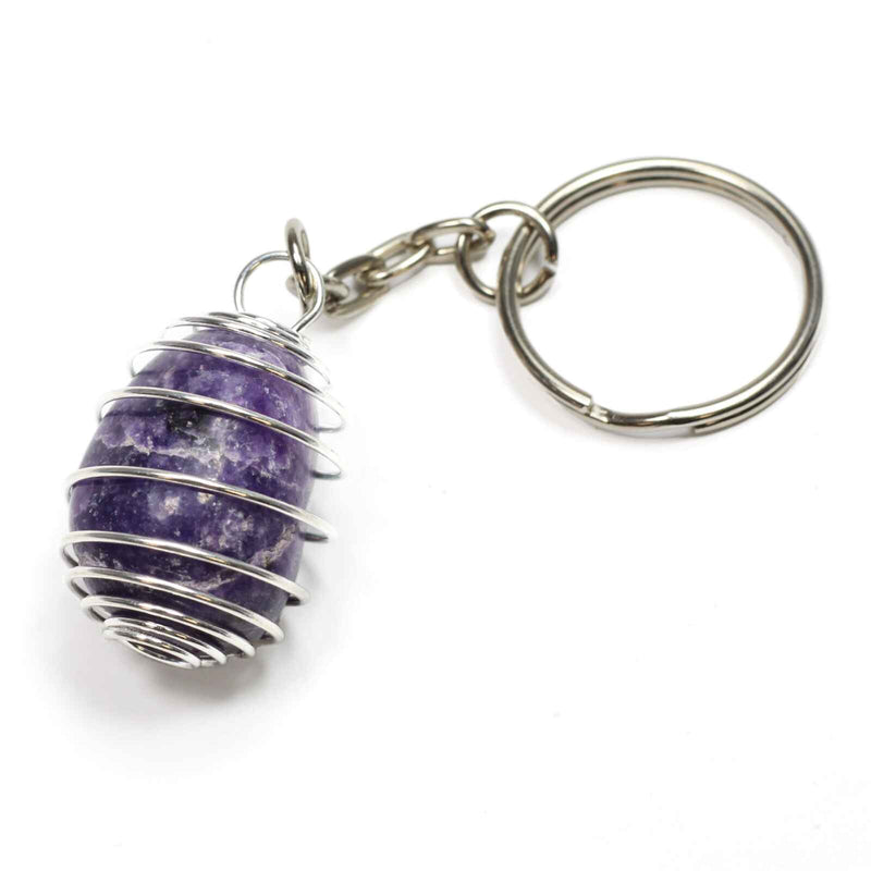 Lepidolite Spiral Cage Keyring