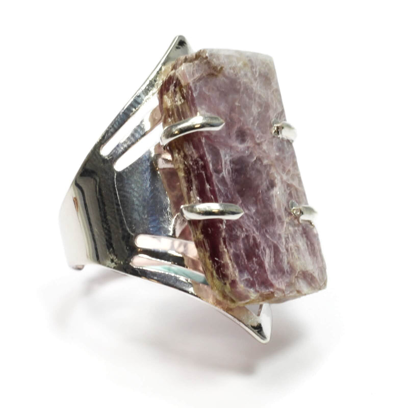 Lepidolite Silver Adjustable Ring