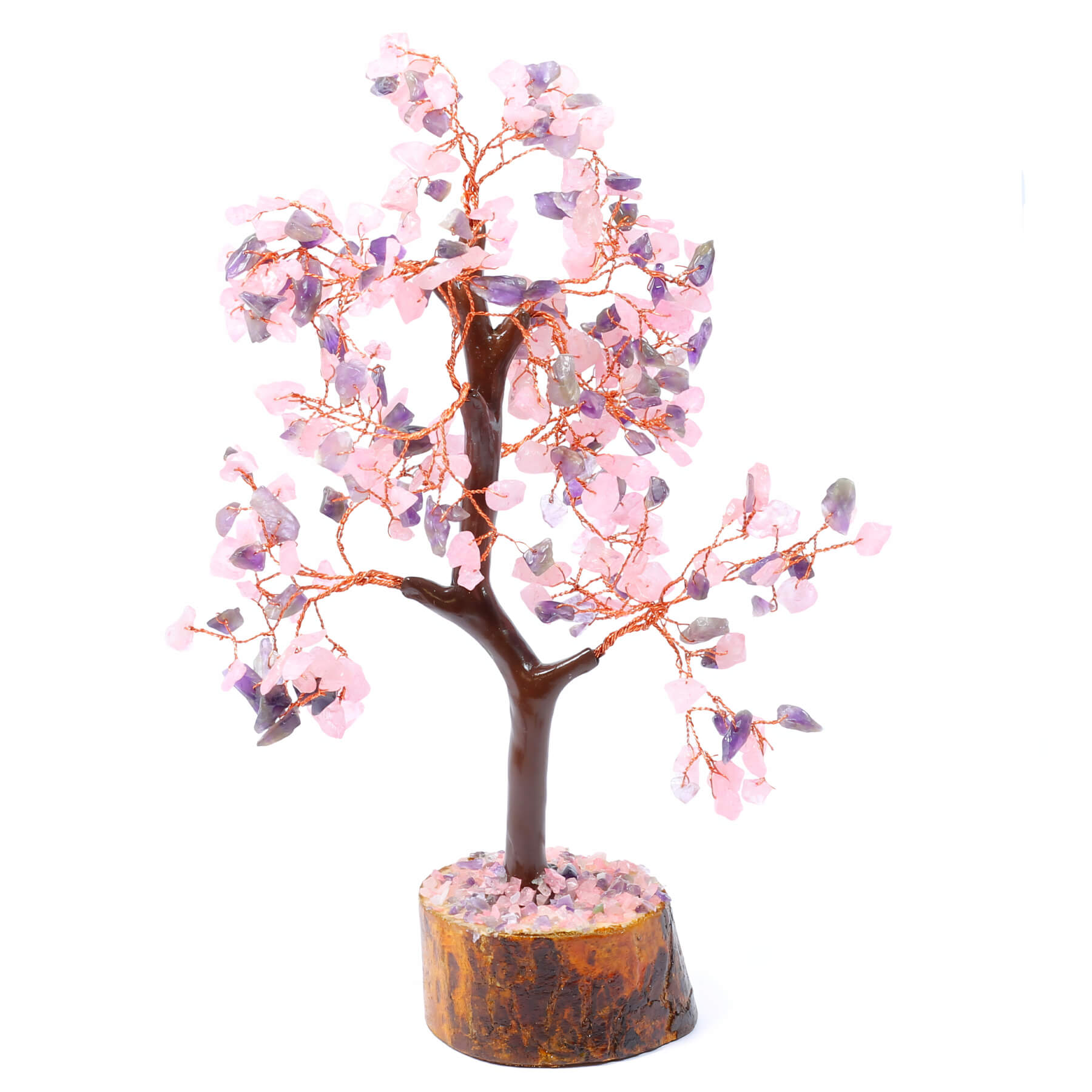 Love & Peace Crystal Chip Tree - Rose Quartz & Amethyst
