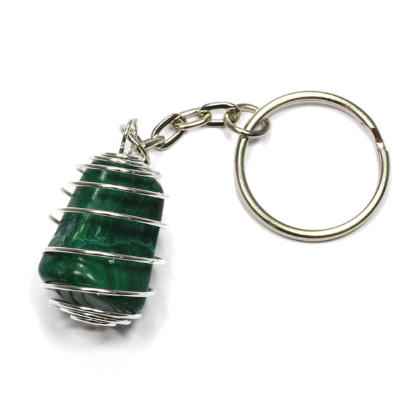 Malachite Spiral Cage Keyring