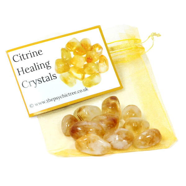 Citrine Moneybags - 10 Mini Crystals for Prosperity & Luck