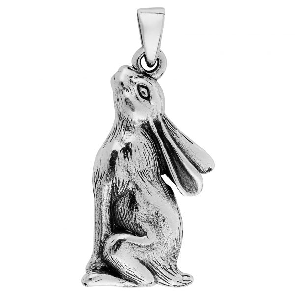 Moon Gazing Hare Necklace - Sterling Silver