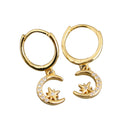Star inside Moon Earrings - Sterling Silver