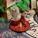 Multi Purpose Buddha Incense Plate - Ceramic Red