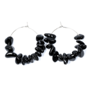 Black Obsidian Crystal Chip Hoop Earrings