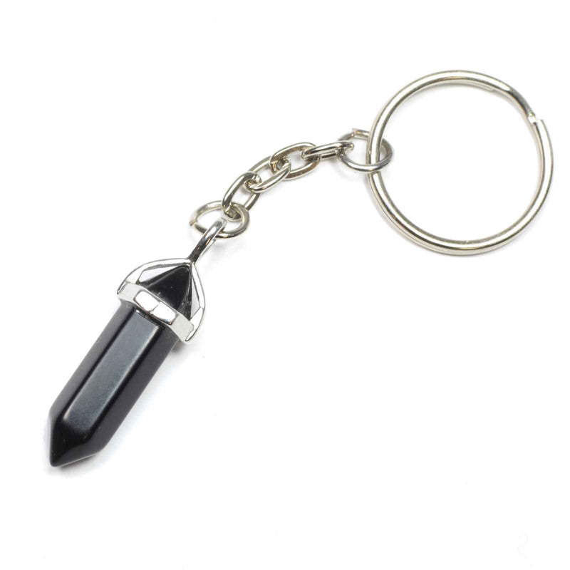 Black Onyx Crystal Point Keyring