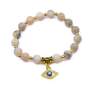 Emotional Balance & Healing Evil Eye Charm Bracelet - Pink Zebra Jasper