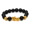 Bring Good Fortune - Gold Pixiu & Black Obsidian Feng Shui Bracelet